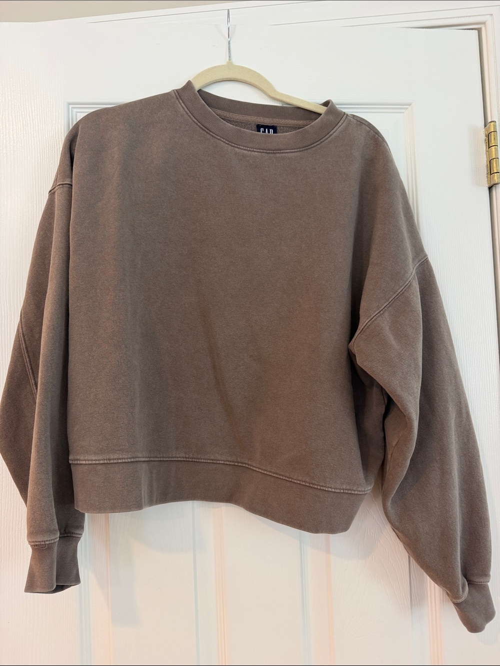 GAP Oversized Cropped Sweatshirt - Taupe Brown